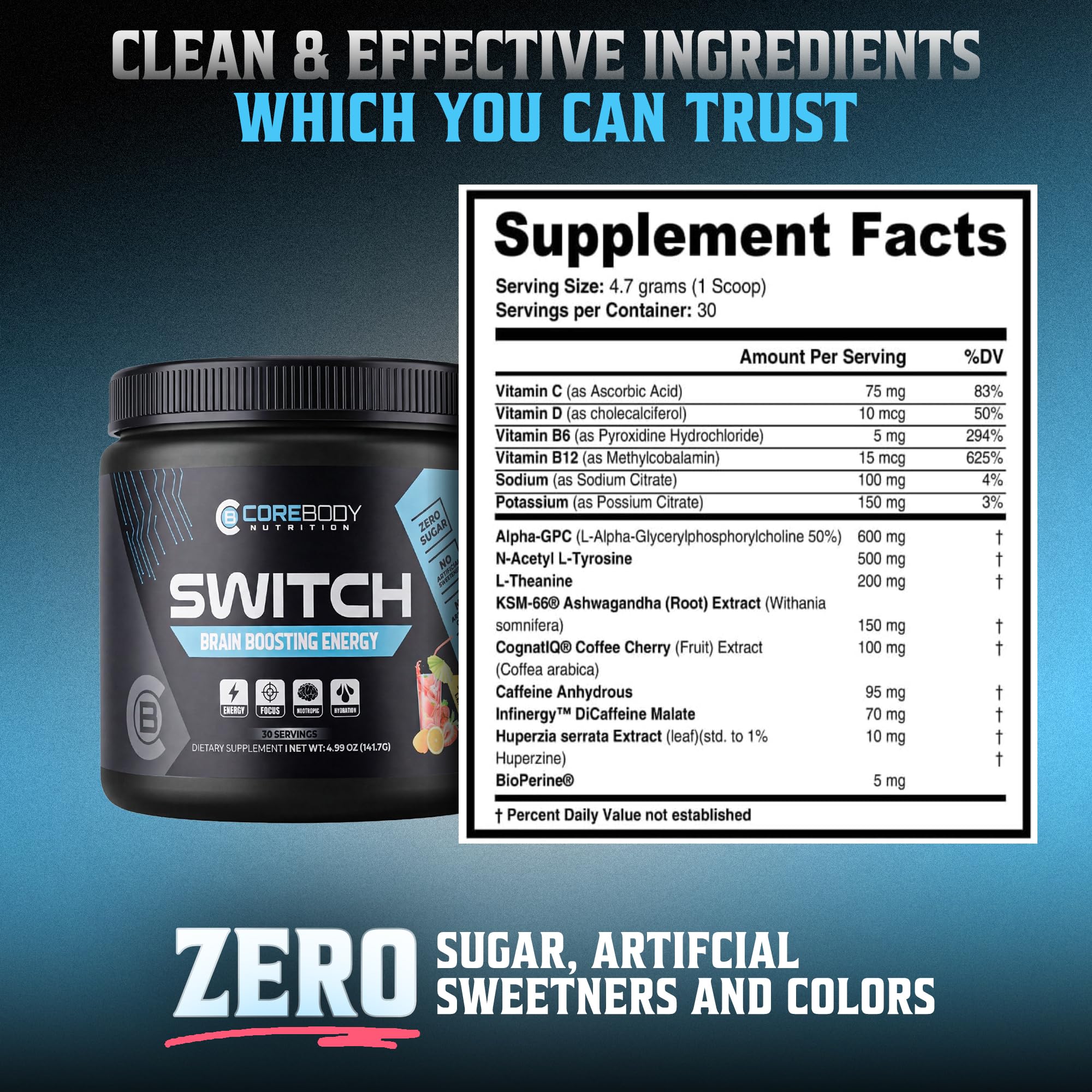 CoreBody Nutrition Switch Nootropic Powder lifestyle scene
