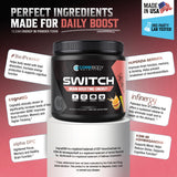 CoreBody Nutrition Switch Nootropic Powder mixed in a glass