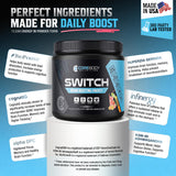 CoreBody Nutrition Switch Nootropic Powder mixed in a glass
