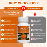 Coretribe Cordyceps Militaris Extract capsules on a wooden table