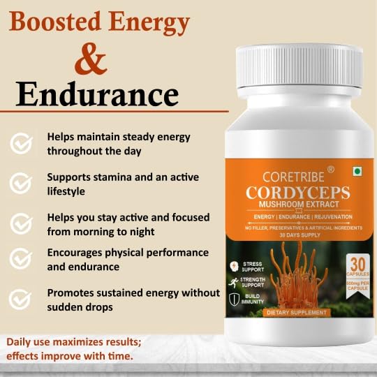 Coretribe Cordyceps Militaris Extract displayed with other supplements