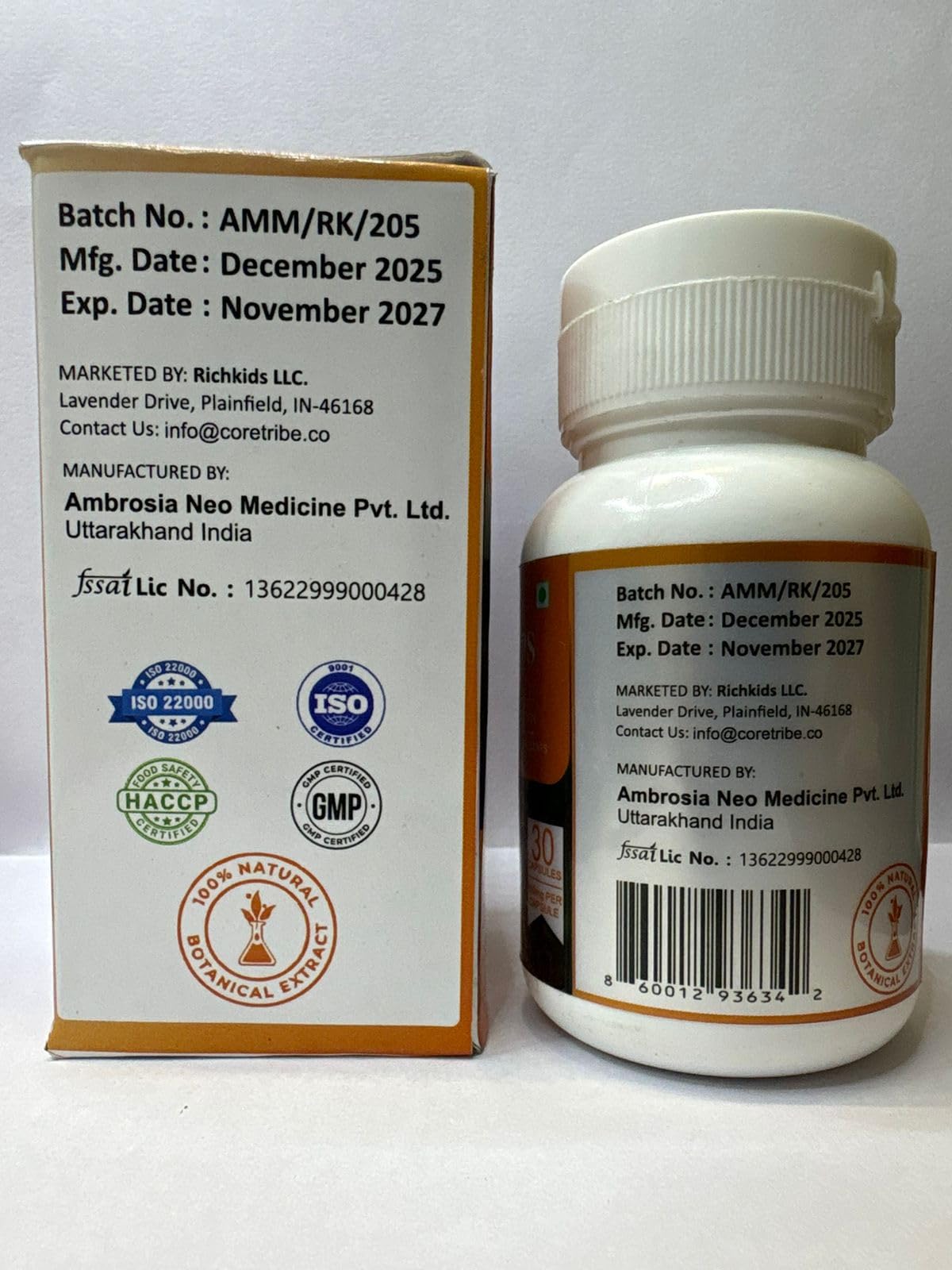 Coretribe Cordyceps Militaris Extract ingredients list