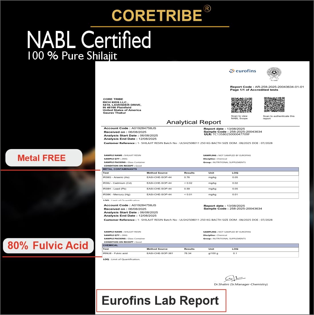 Coretribe Shilajit Resin 30g jar opened with scooper
