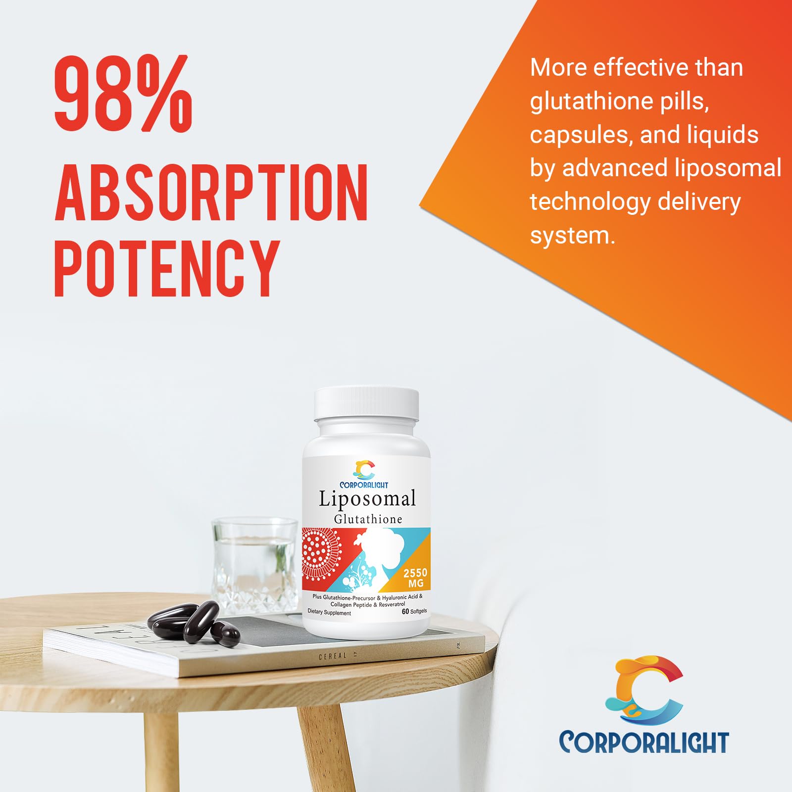 CORPORALIGHT Liposomal Glutathione Supplement 240g ingredients list