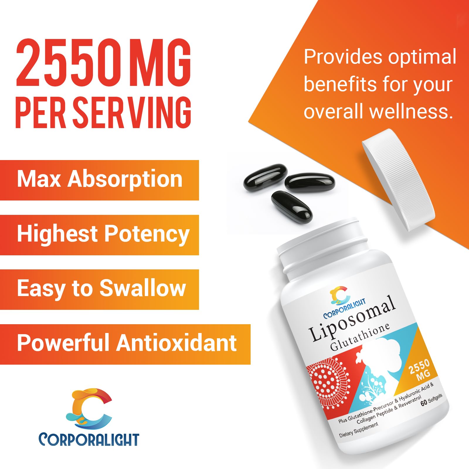 CORPORALIGHT Liposomal Glutathione Supplement 240g packaging