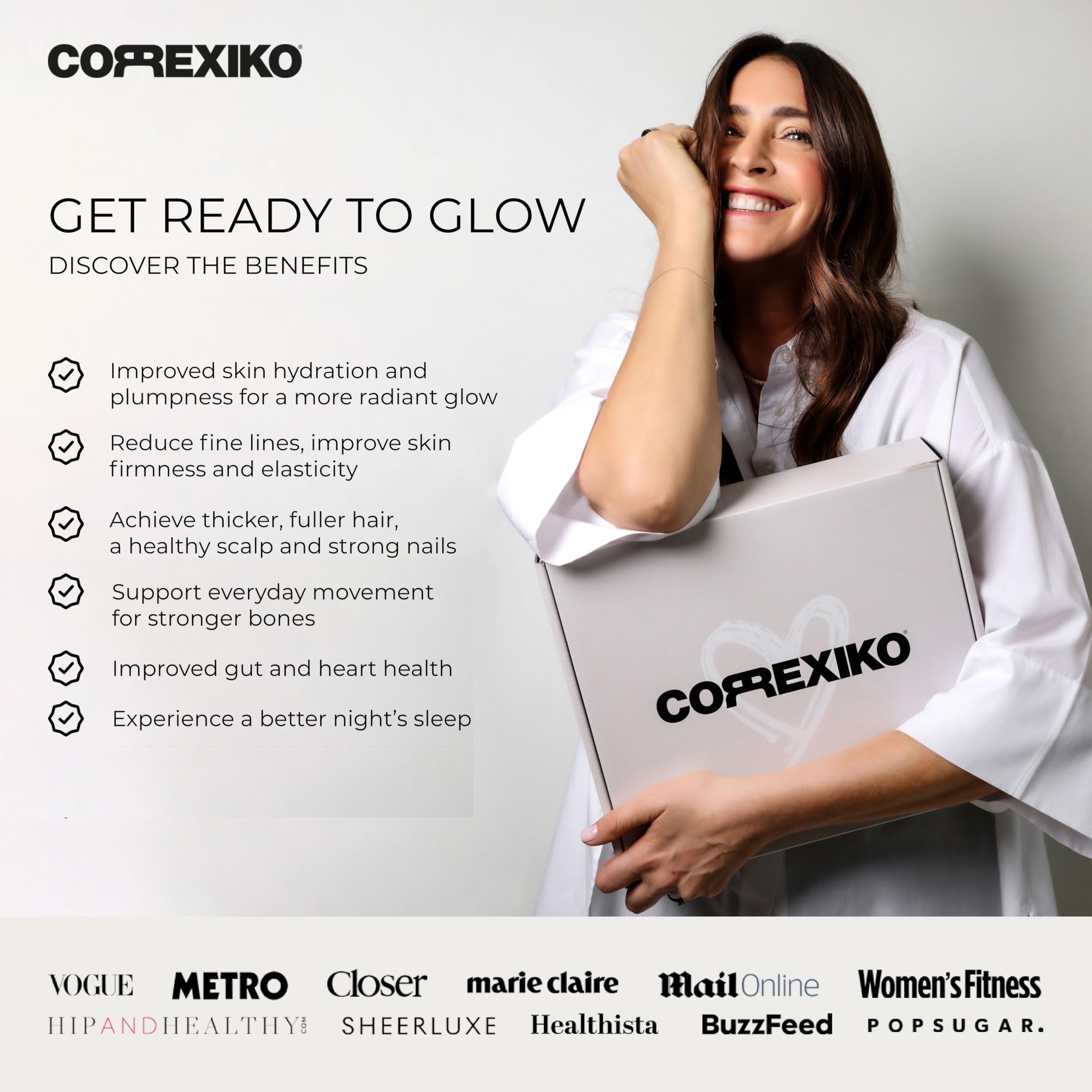 CORREXIKO Marine Collagen Capsules side view with dosage information