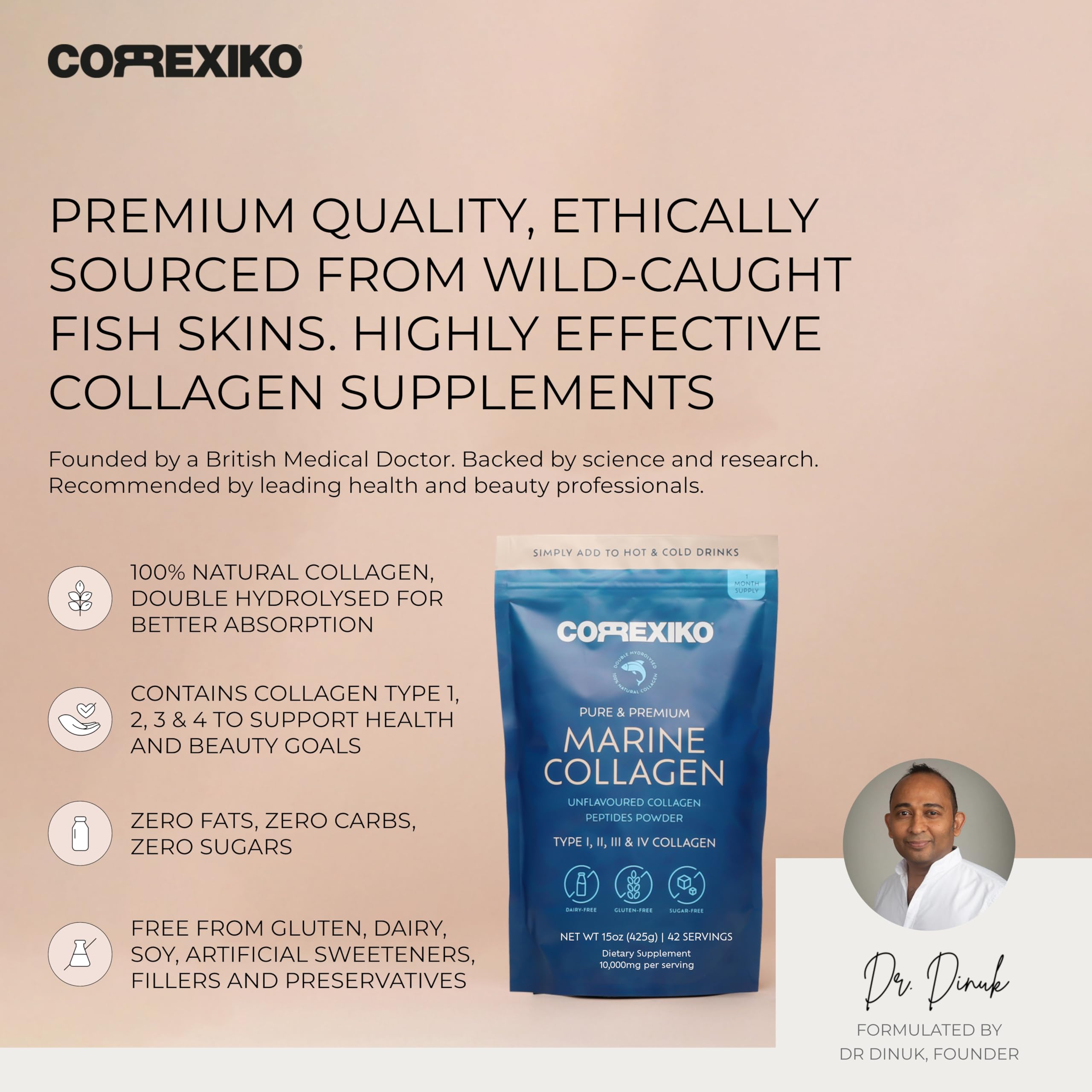 CORREXIKO Marine Collagen Powder mixed in a smoothie