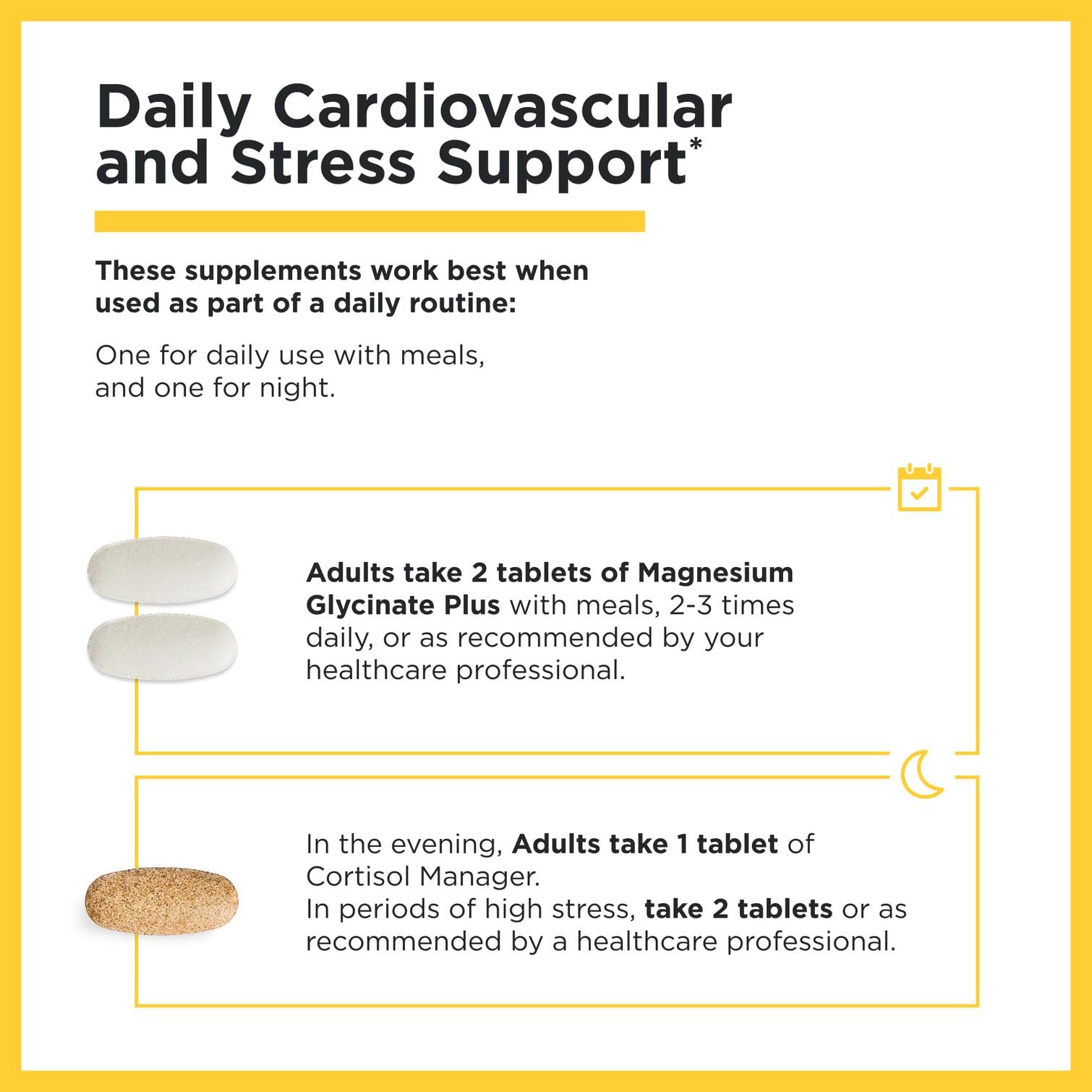 Cortisol Manager and Magnesium Glycinate Plus on a wooden table