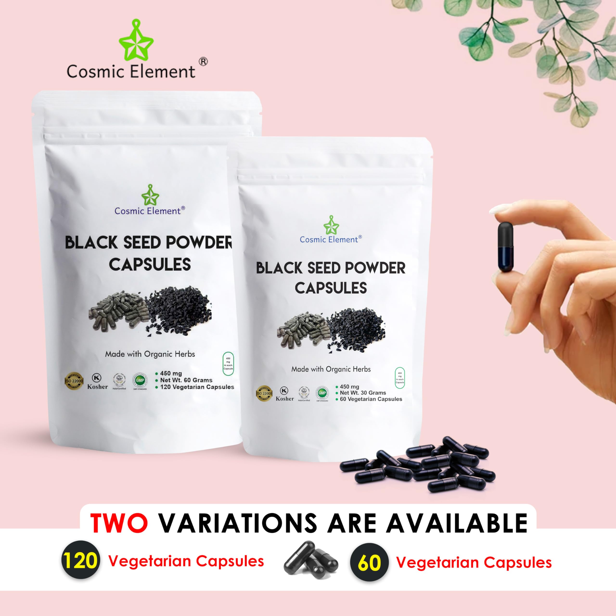 Cosmic Element Black Seed Oil Capsules with organic black seed powder