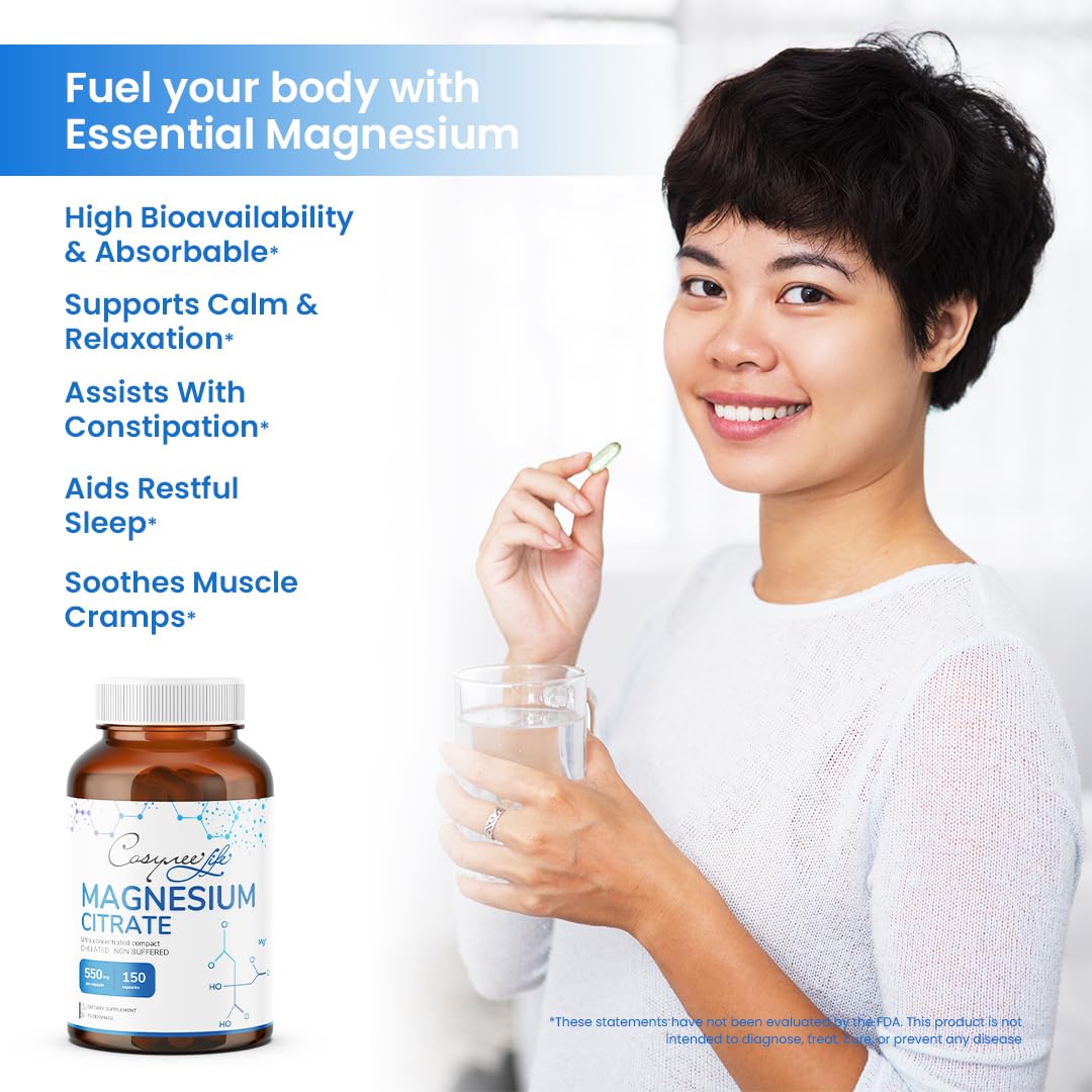 cosynee Magnesium Citrate 550mg 180 Capsules back view