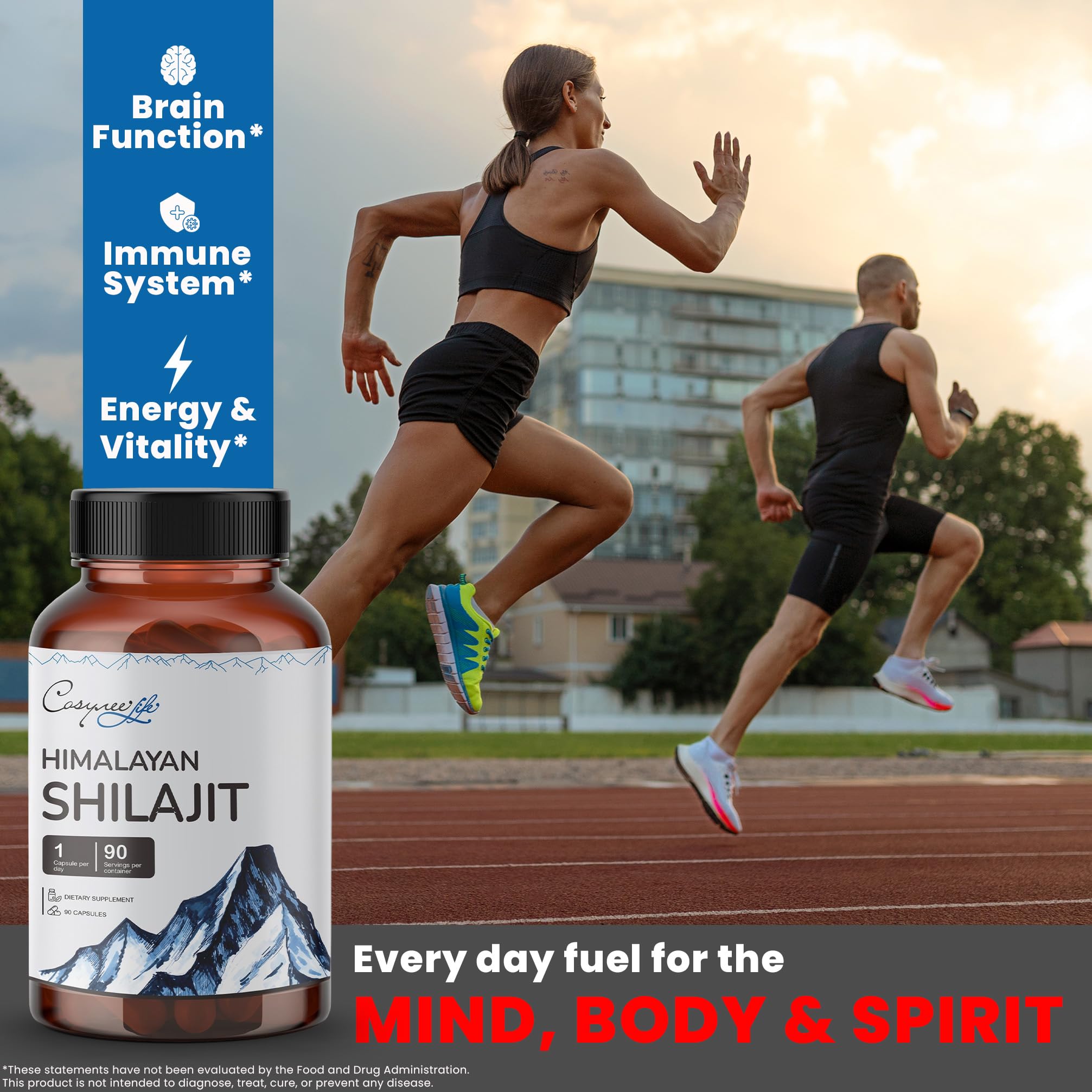 cosynee Shilajit & Fulvic Acid supplement with measuring spoon