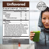 Country Farms Collagen + Greens 771g back view showing nutritional information