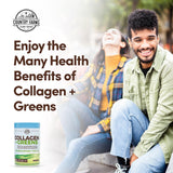 Country Farms Collagen + Greens packaging on a kitchen counter
