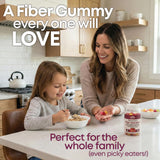 Country Farms Fiber Care Prebiotic Gummies displayed with a measuring spoon