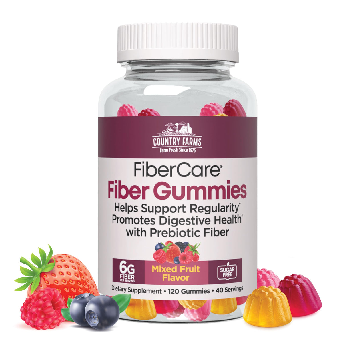 Country Farms Fiber Care Prebiotic Gummies front view packaging