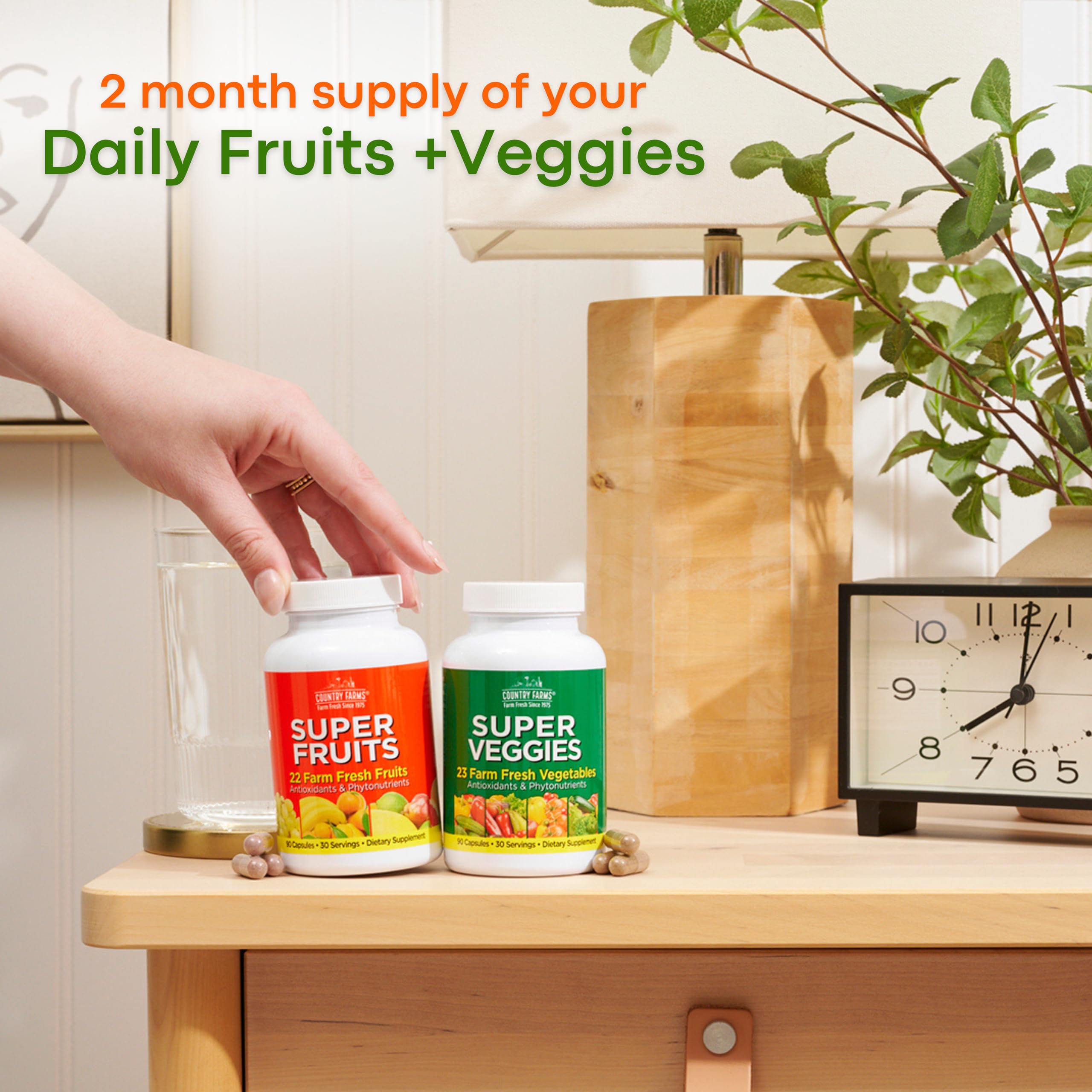 Country Farms Fruits and Veggies Capsules opened bottle