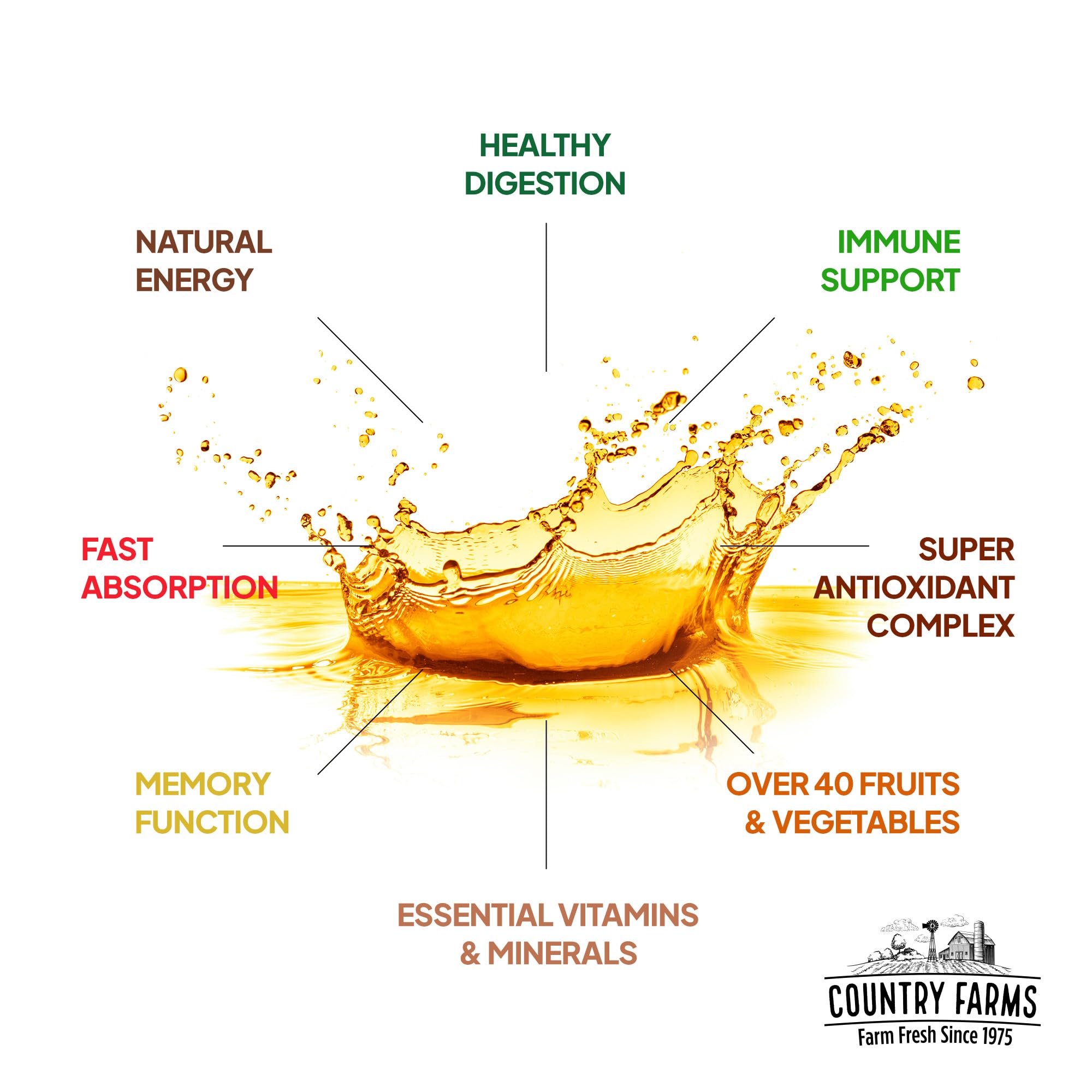 Country Farms Morning Liquid Multivitamin 946ml Tropical Fruit back view with ingredients