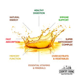 Country Farms Morning Liquid Multivitamin 946ml Tropical Fruit back view with ingredients