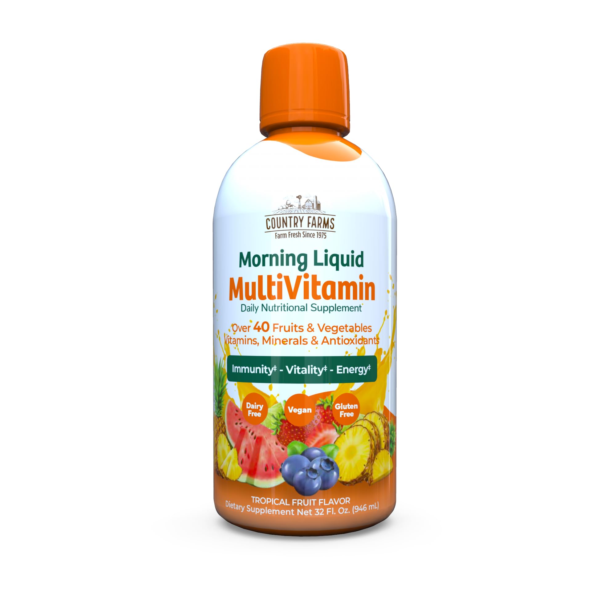 Country Farms Morning Liquid Multivitamin 946ml Tropical Fruit front view