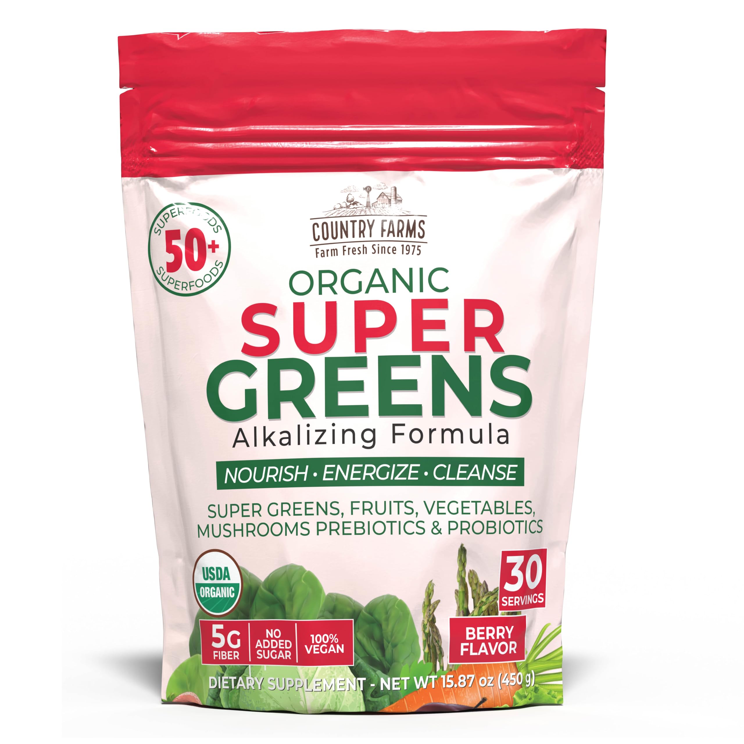 Country Farms Super Greens Berry packaging front view