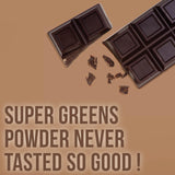 Country Farms Super Greens Chocolate in a glass with water