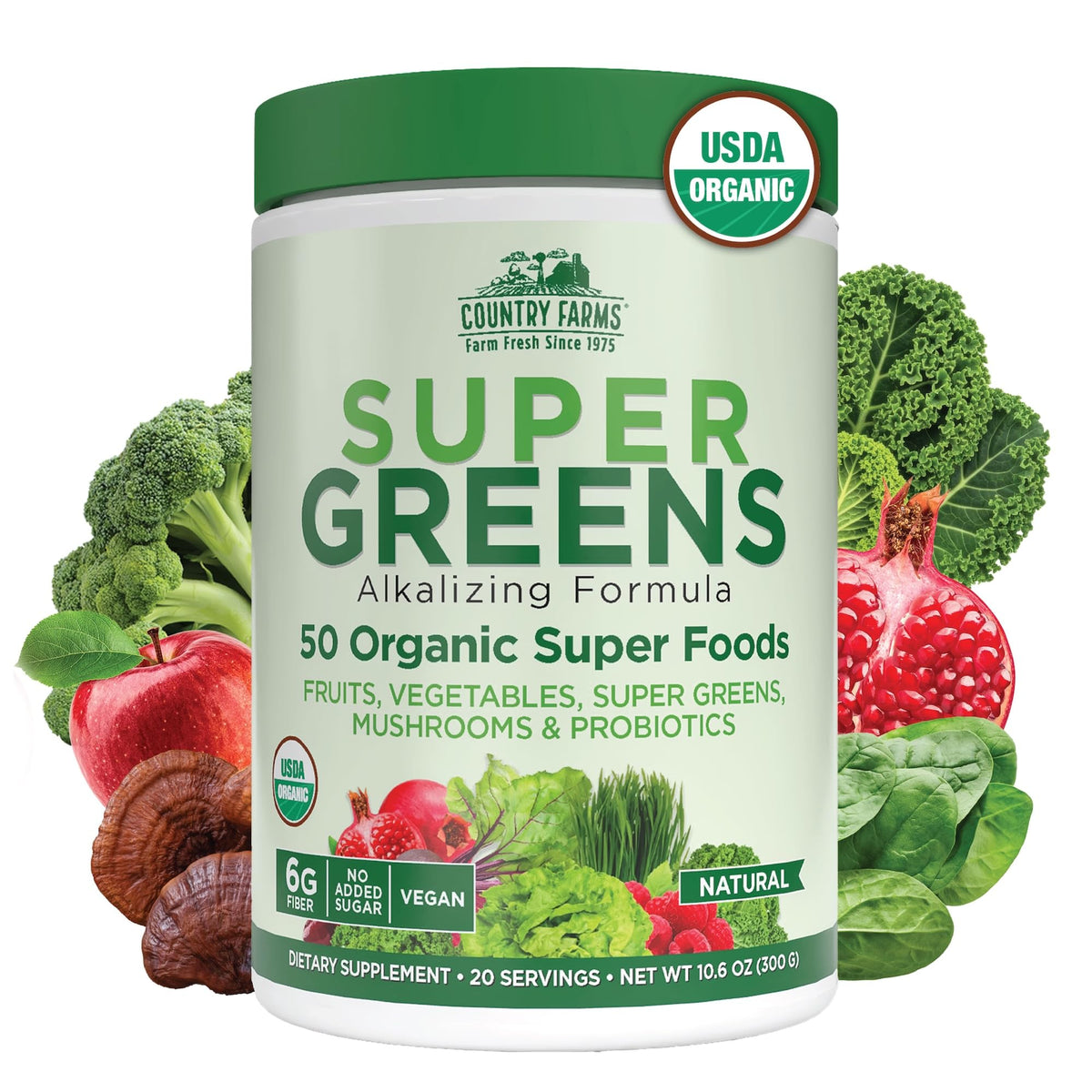 Country Farms Super Greens Drink Mix 301g front view