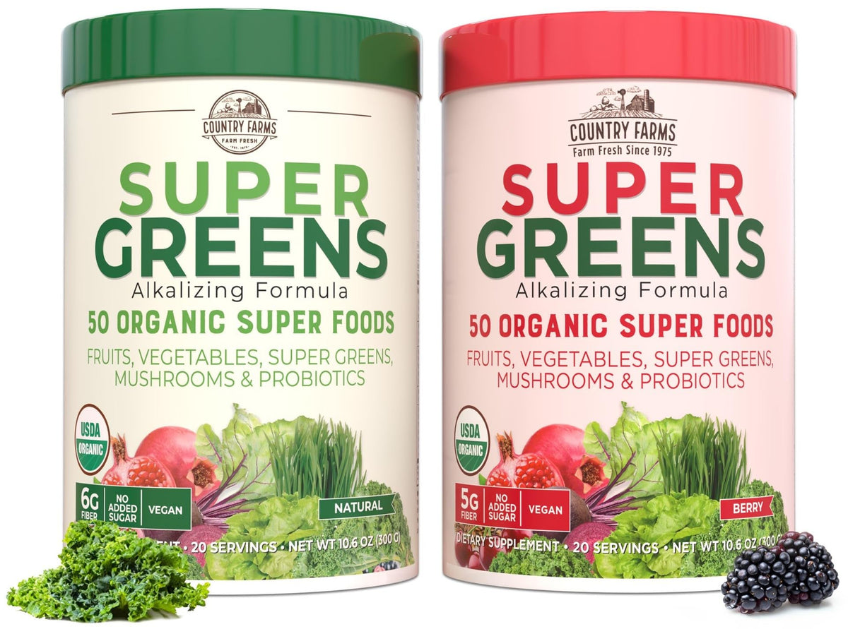 Country Farms Super Greens Organic Drink Mix 590g front view