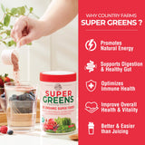 Country Farms Super Greens Organic Drink Mix powder in a glass
