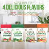 Country Farms Super Greens Pineapple-Mango on a kitchen counter