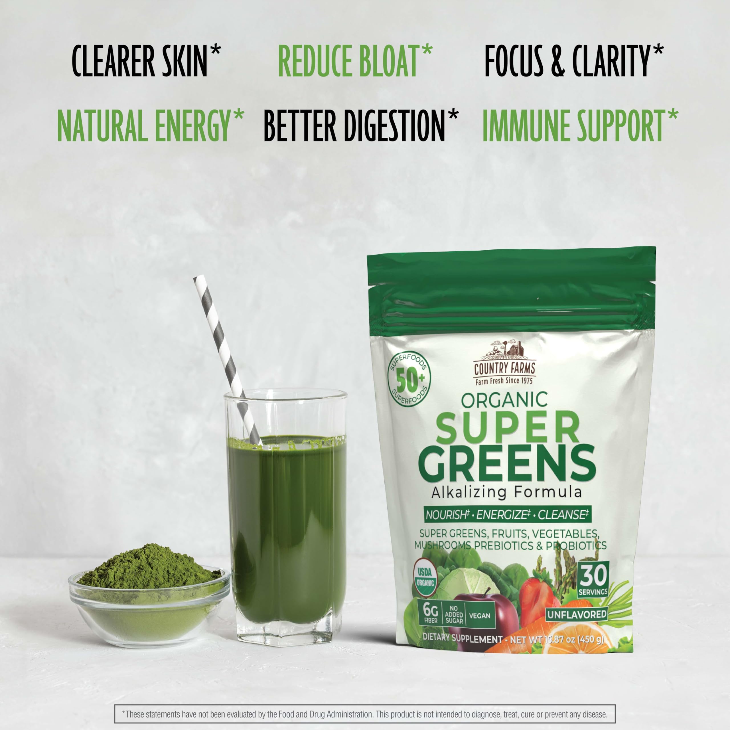 Country Farms Super Greens scoop with powder