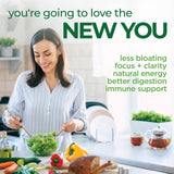 Country Farms Super Greens Veggie Capsules lifestyle scene with fresh vegetables