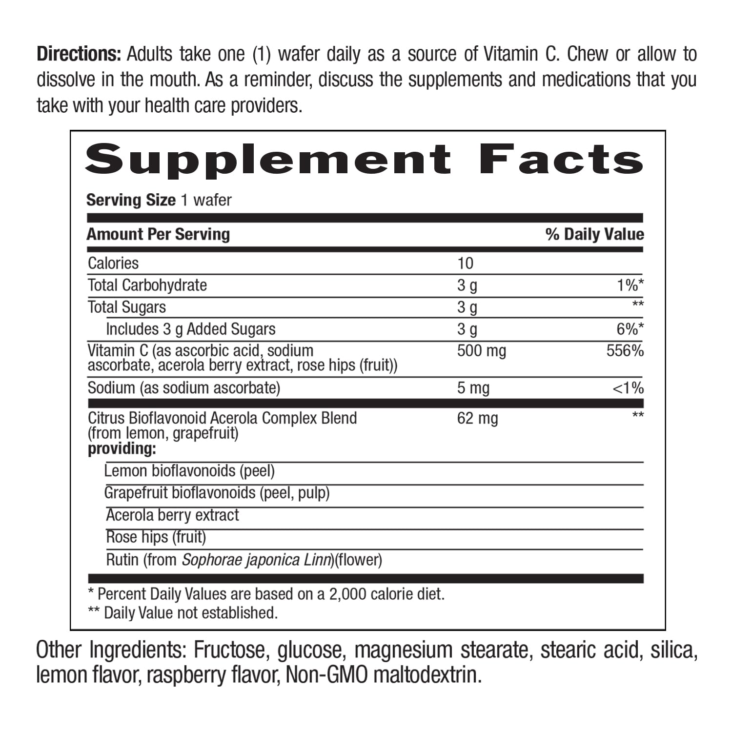Country Life Acerola Vitamin C Complex 500mg chewable wafers inside packaging