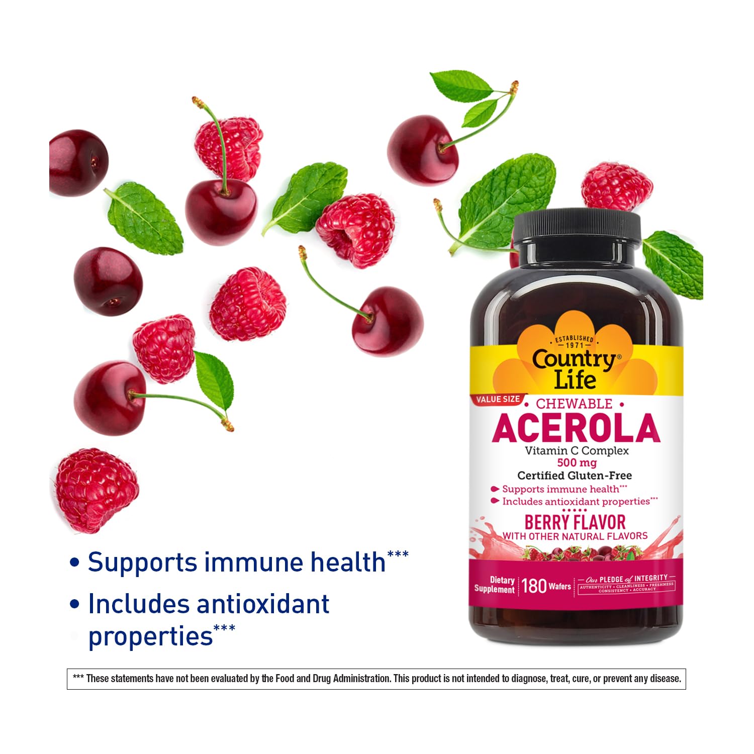 Country Life Acerola Vitamin C Complex 500mg packaging side view