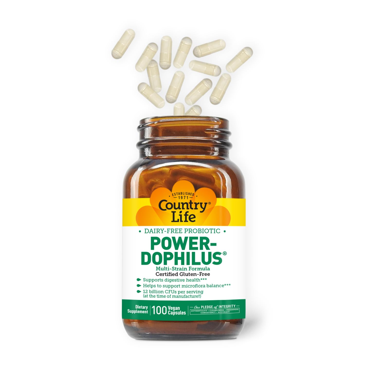 Country Life Acidophilus Probiotic Capsules side view