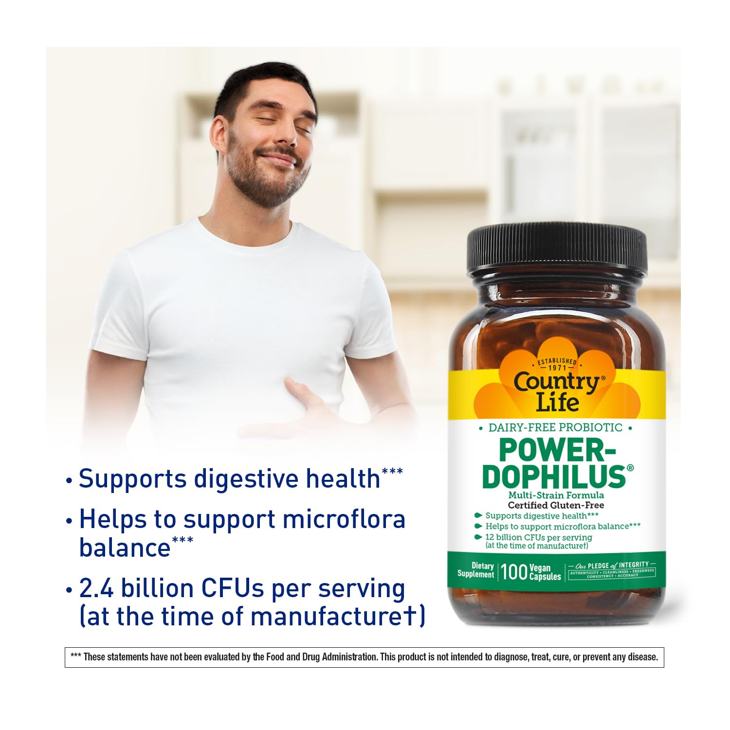 Country Life Acidophilus Probiotic Capsules with label details
