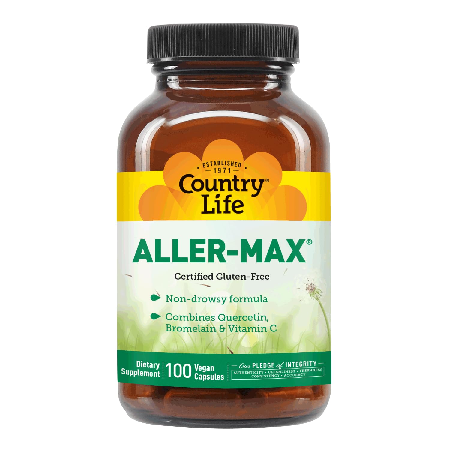 Country Life Aller-Max Bromelain Supplement 60 Capsules front view