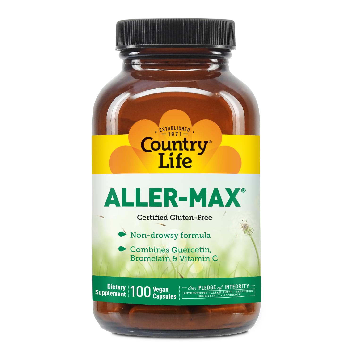 Country Life Aller-Max Bromelain Supplement ingredients list on packaging