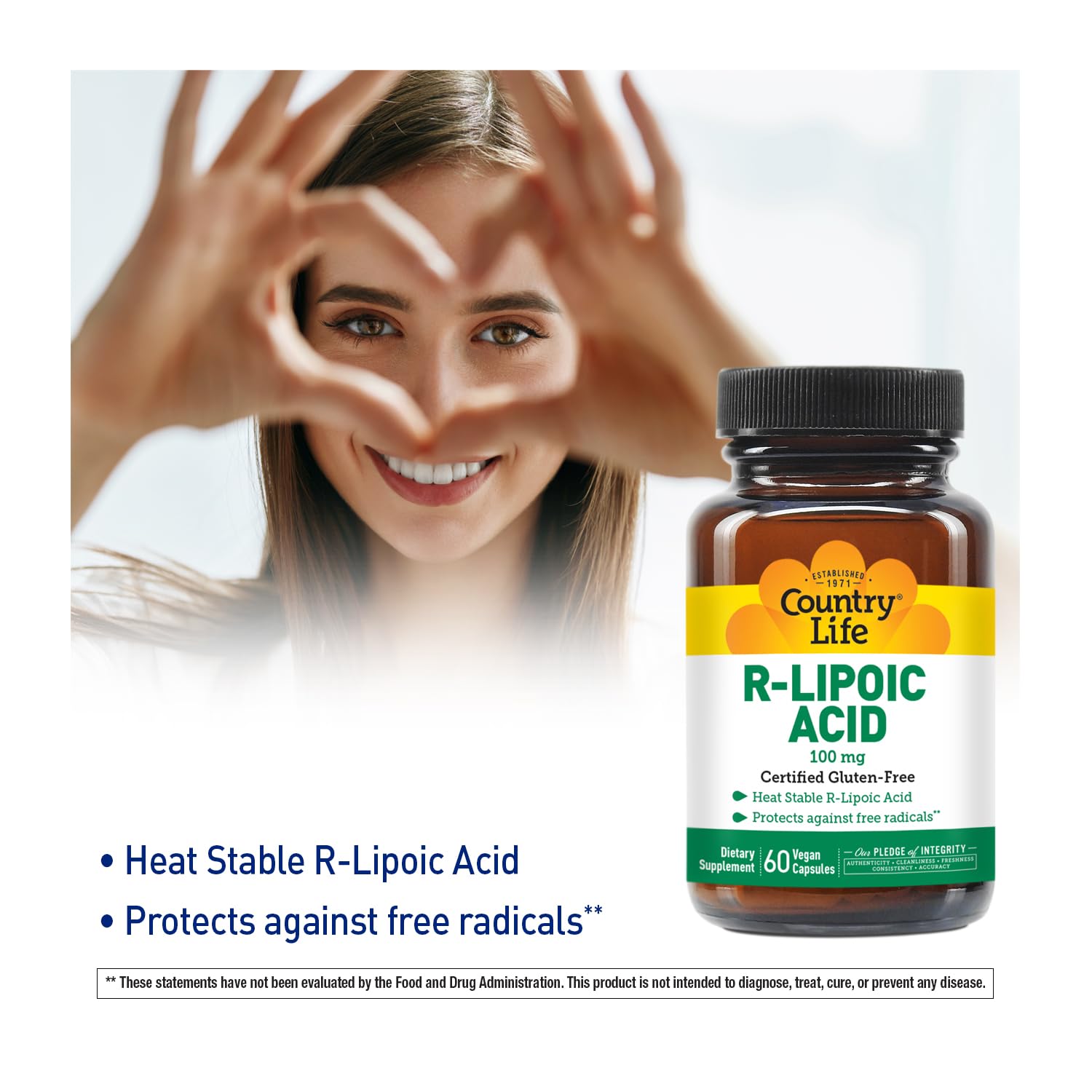 Country Life Alpha Lipoic Acid 118g supplement bottle side view