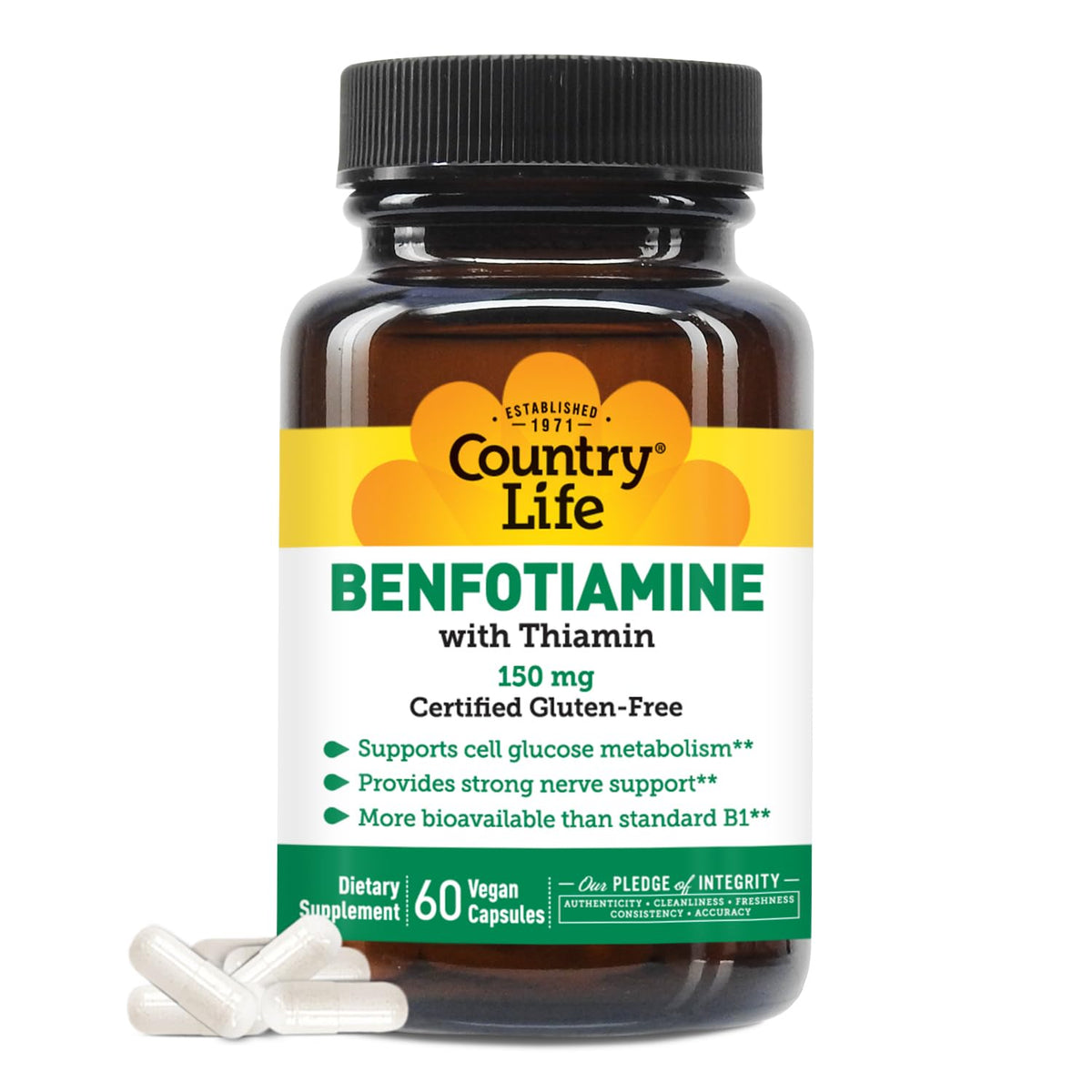 Country Life Benfotiamine Capsules 150mg front view