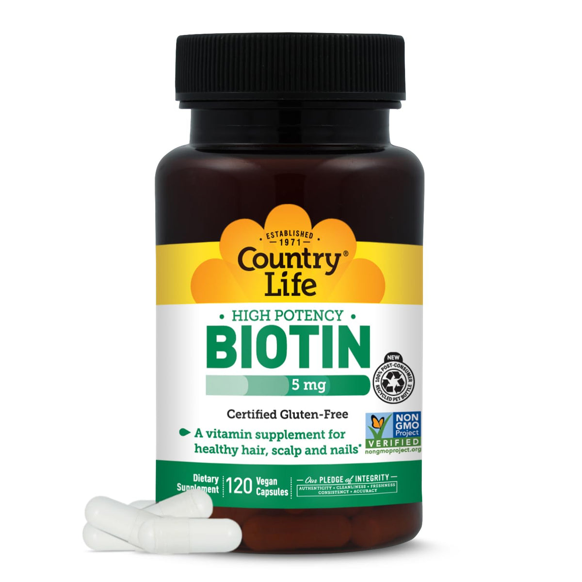 Country Life Biotin 5000 MCG capsules front view