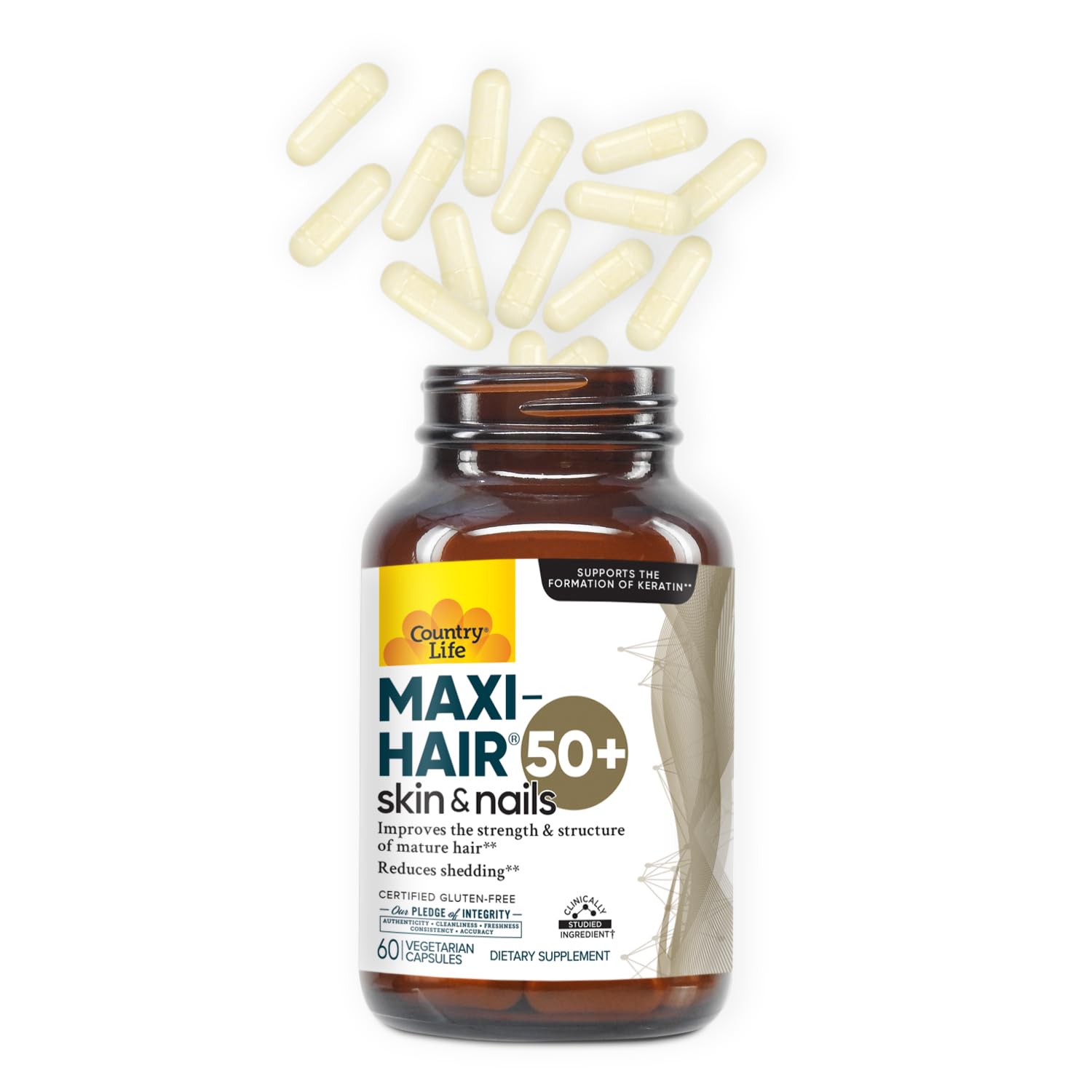Country Life Biotin B7 Supplement on a wooden table