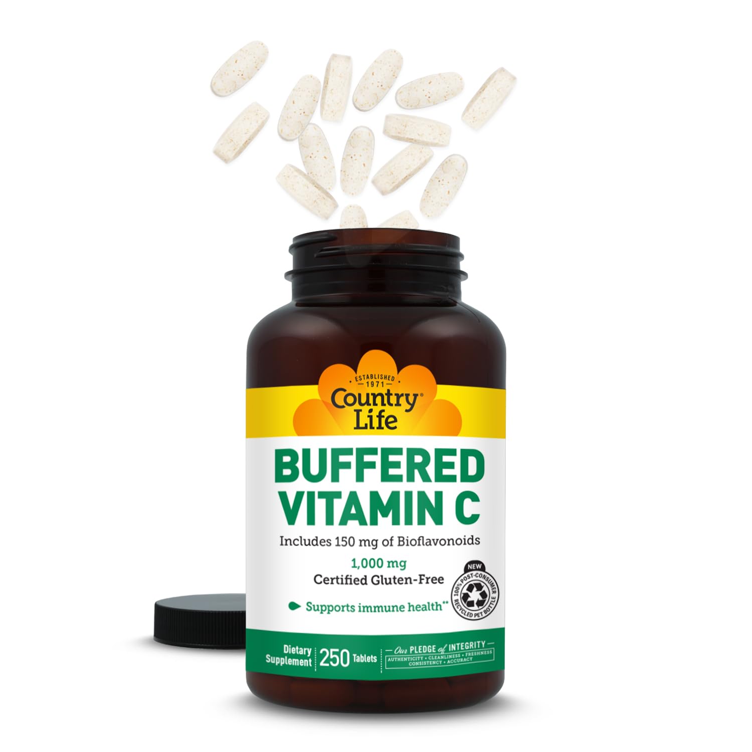 Country Life Buffered Vitamin C 1000mg 250 Tablets with organic ingredients