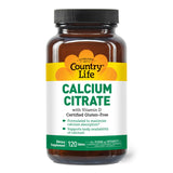 Country Life Calcium Citrate + Vitamin D 500mg capsule bottle side view