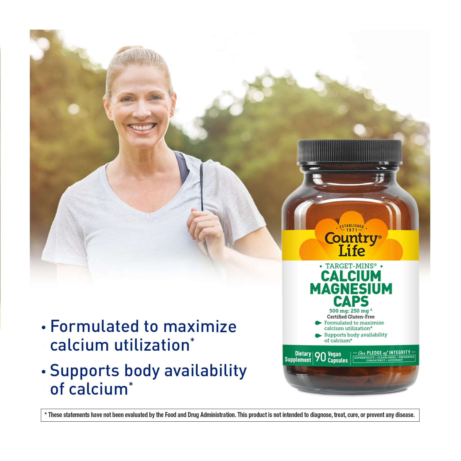 Country Life Calcium Magnesium Complex 1000mg 500mg side view
