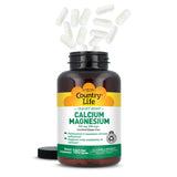 Country Life Calcium Magnesium Complex 500mg 250mg Capsules displayed with other supplements
