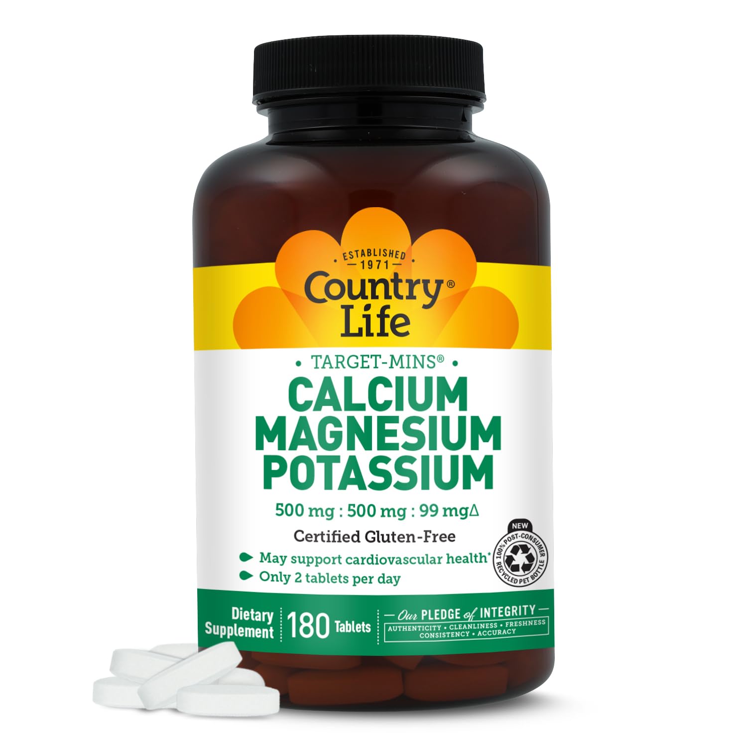 Country Life Calcium Magnesium Potassium Supplement front view