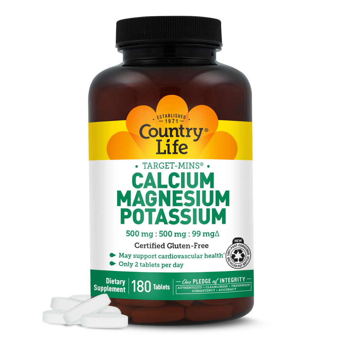 Country Life Calcium Magnesium Potassium Supplement front view