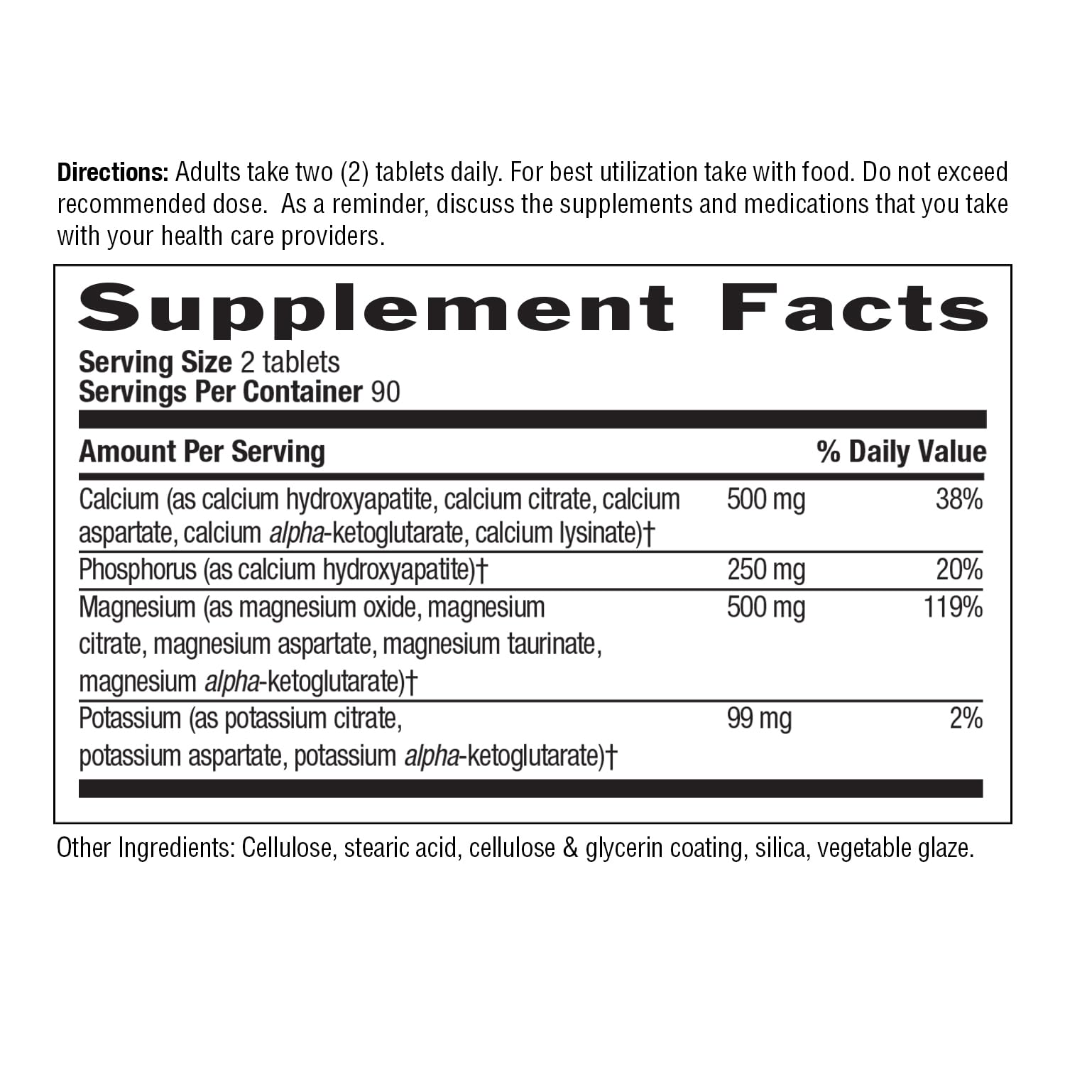 Country Life Calcium Magnesium Potassium Supplement ingredients list