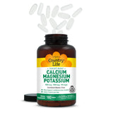 Country Life Calcium Magnesium Potassium Supplement on a kitchen counter