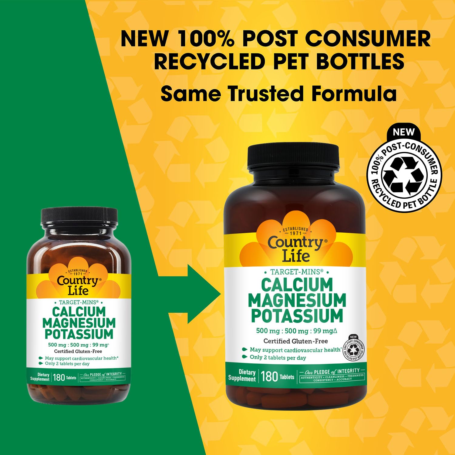 Country Life Calcium Magnesium Potassium Supplement side view